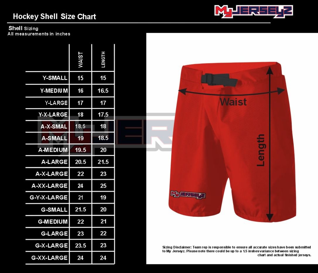 Hockey Shell Size Chart